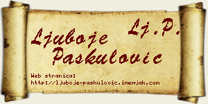 Ljuboje Paskulović vizit kartica